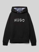 HUGO Hoodie mit Label-Print in Black, Größe 152