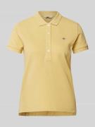 Gant Slim Fit Poloshirt mit Label-Stitching in Pastellgelb, Größe S