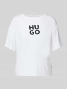 HUGO T-Shirt mit Label-Print Modell 'MAKENA' in Weiss, Größe XS