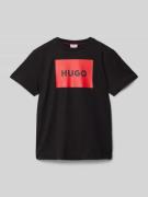 HUGO T-Shirt mit Runfdhalsausschnitt in Black, Größe 152