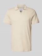 MCNEAL Regular Fit Poloshirt mit V-Ausschnitt in Beige, Größe XL