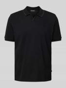 MAERZ Muenchen Regular Fit Poloshirt mit V-Ausschnitt in Black, Größe ...