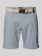 MCNEAL Slim Fit Bermudas mit Glencheck-Muster in Sky Melange, Größe L