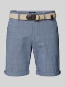 MCNEAL Slim Fit Bermudas mit Glencheck-Muster in Ocean, Größe L