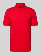 bugatti Slim Fit Poloshirt im unifarbenen Design in Rot, Größe S