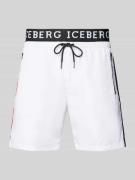Iceberg Swim Badehose mit seitlichen Reißverschlusstaschen in Weiss, G...