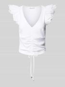 Guess T-Shirt mit Rüschen Modell 'SANGALLO' in Weiss, Größe XS