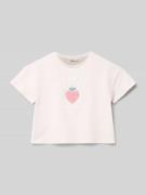 Mango T-Shirt mit Statement-Print Modell 'berry' in Hellrosa, Größe 12...