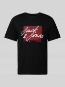 Jack & Jones T-Shirt mit Label-Print Modell 'JOSHUA' in Black, Größe S