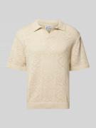 JAKE*S STUDIO MEN Poloshirt mit V-Ausschnitt in Sand, Größe XL