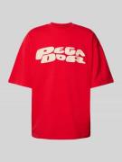 Pegador Boxy Fit T-Shirt mit Label-Print in Rot, Größe XS