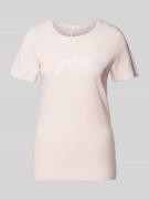 Guess T-Shirt mit Label-Print Modell 'CARRIE' in Rose, Größe XS