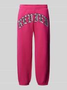 REVIEW Regular Fit Sweatpants mit Label-Stitching in Pink, Größe XS