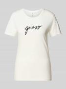 Guess T-Shirt mit Label-Print Modell 'CARRIE' in Weiss, Größe XS