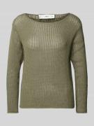 Mango Strickpullover mit U-Boot-Ausschnitt Modell 'KENIA' in Khaki, Gr...