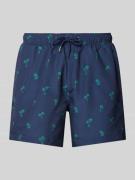 MCNEAL Regular Fit Badehose mit Allover-Muster in Marine, Größe M