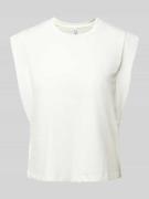 Only T-Shirt mit geripptem Rundhalsausschnitt Modell 'JEN' in Weiss, G...