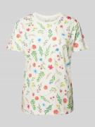 Jake*s Casual T-Shirt mit floralem Print in Offwhite, Größe XS