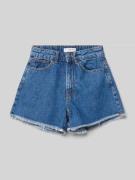 Mango Regular Fit Jeansshorts mit Fransen in Blau, Größe 140