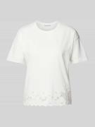 Mango T-Shirt mit Lochstickerei Modell 'DAHLIA' in Weiss, Größe XS