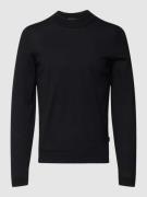 BOSS Strickpullover mit Label-Detail Modell 'Bjarno' in Black, Größe M