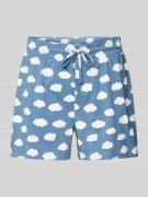Jake*s Casual Pyjama-Shorts mit Allover-Motiv-Print in Bleu, Größe XS
