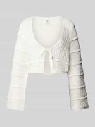 Only Cropped Strickjacke mit Lochmuster Modell 'NATALIE' in Offwhite, ...