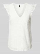 Vero Moda Blusentop mit Ausbrenner-Effekt Modell 'HONEY LULU' in Weiss...