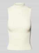 Stefanel Tanktop mit Stehkragen in Offwhite, Größe M