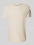 MCNEAL T-Shirt mit geripptem Rundhalsausschnitt in Beige, Größe L