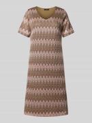 More & More Knielanges Kleid mit Zickzack-Muster in Oliv, Größe 34