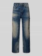 REVIEW Baggy Fit Jeans im Used-Look in Dunkelblau, Größe 28