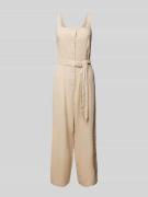 Only Jumpsuit mit Bindegürtel Modell 'CARO' in Beige, Größe L