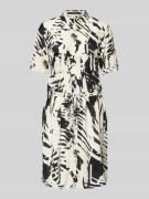 comma Knielanges Hemdblusenkleid mit Allover-Muster in Black, Größe 34
