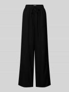 ICHI Wide Leg Leinenhose mit Bundfalten Modell 'Lino' in Black, Größe ...