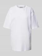 Review Oversized T-Shirt mit überschnittenen Schultern in Weiss, Größe...