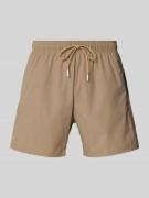 BOSS Regular Fit Badeshorts mit Label-Print Modell 'Iconic' in Sand, G...