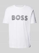 BOSS Green T-Shirt mit Label-Print in Weiss, Größe L