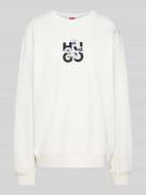 HUGO Sweatshirt mit Label-Print in Offwhite, Größe XS