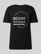 TOM TAILOR DENIM T-Shirt mit Rundhalsausschnitt in Black, Größe L