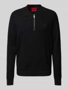 HUGO Regular Fit Poloshirt mit Strukturmuster Modell 'Sastoon' in Blac...