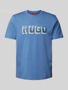 HUGO T-Shirt mit Label-Print Modell 'Daqerio' in Aqua, Größe L