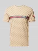 Guess Activewear T-Shirt mit Logo-Muster Modell 'JAMEY' in Beige, Größ...