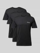 Guess Activewear T-Shirt mit Label-Print im 3er-Pack in BLACK, Größe S