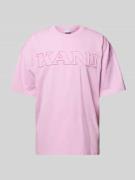 KARL KANI T-Shirt mit Label-Print Modell 'Retro' in Rosa, Größe L