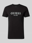 Guess T-Shirt mit Label-Print in Black, Größe L