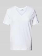 Selected Femme T-Shirt mit V-Ausschnitt Modell 'ESSENTIAL' in Weiss, G...