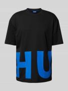 Hugo Blue T-Shirt mit Label-Print Modell 'Nannavaro' in Black, Größe L