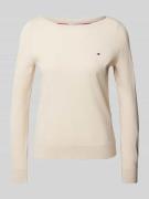 Tommy Hilfiger Strickpullover mit U-Boot-Ausschnitt in Beige, Größe L