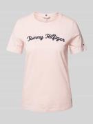 Tommy Hilfiger T-Shirt mit Label-Stitching Modell 'SCRIPT' in Rosa, Gr...